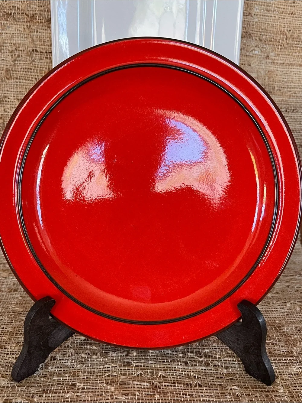 Thomas Germany Red Ceramic Salad Plate with Black Rim - Home Dining